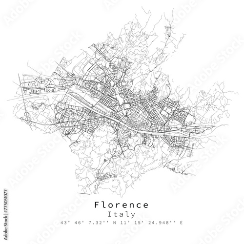 Florence,Italy Urban detail Streets Roads Map ,vector element template image