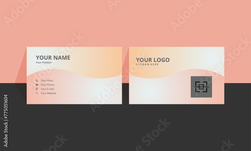 corporate identity template horizontal Business Card design Layout with Pink, peach, and white gradient Illustration card