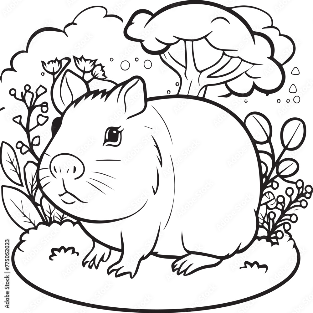 Obraz premium Guinea pig coloring pages. Guinea pig outline vector for kids coloring book