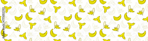 cute yellow banana seamless pattern background wallpaper icon nature fresh fruit organic waste