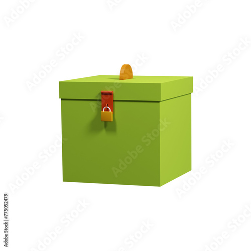 3D Green charity box
