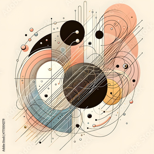 music background with notes, circles, shapes