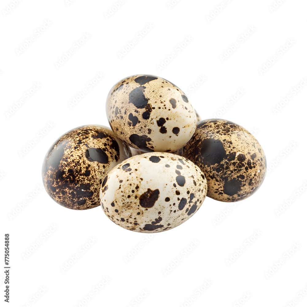 Obraz premium quail eggs isolated on transparent background Generative Ai
