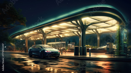 electric vehicles at charging stations photorealistic raw © Dmitriy