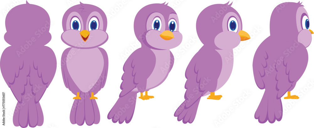 Bird_Turnaround vector For animation and images poses