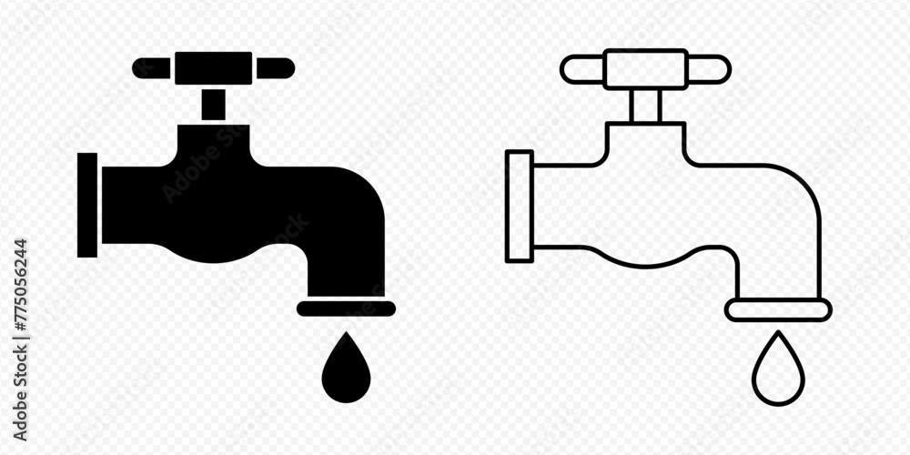 Vector isolated Water tap icon set Vector isolated Water tap icon set