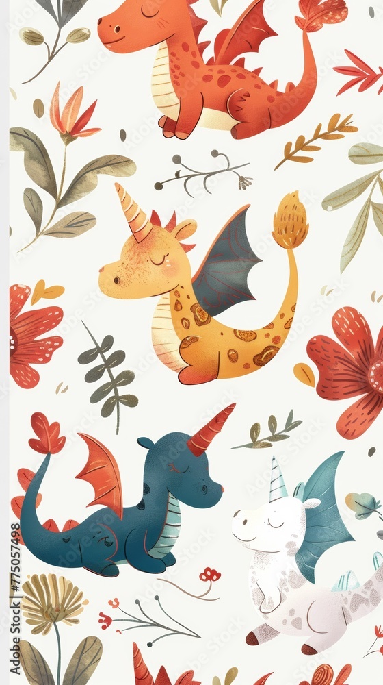A group of cartoon animals on a white background A group of cartoon animals on a white background
