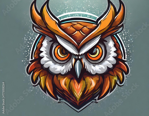 Drawing of a brave owl, staring. colorful imitating cartoon and vector style. (ID: 775058264)