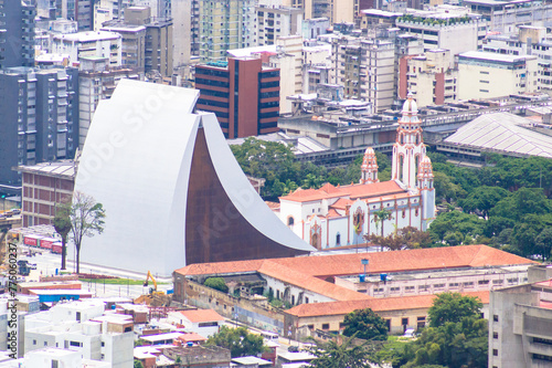 Aerial view of national pantheon and Simon Bolivar Mausoleum. Caracas city, Venezuela.