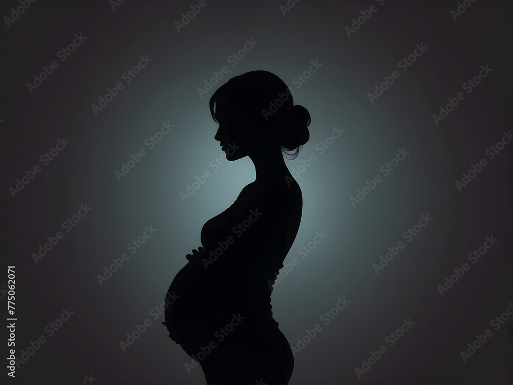 Celebrate motherhood with our stunning silhouette design of a pregnant woman.