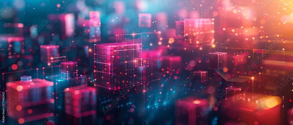 Naklejka premium Abstract ascend analytics represented in translucent technology, providing isometric insight, crisp twilight ambiance