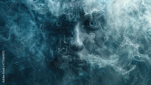 Smoke-created monstrous face photo