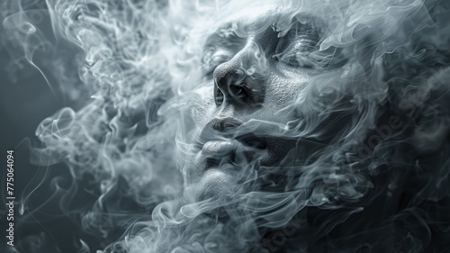 Smoke-created monstrous face photo