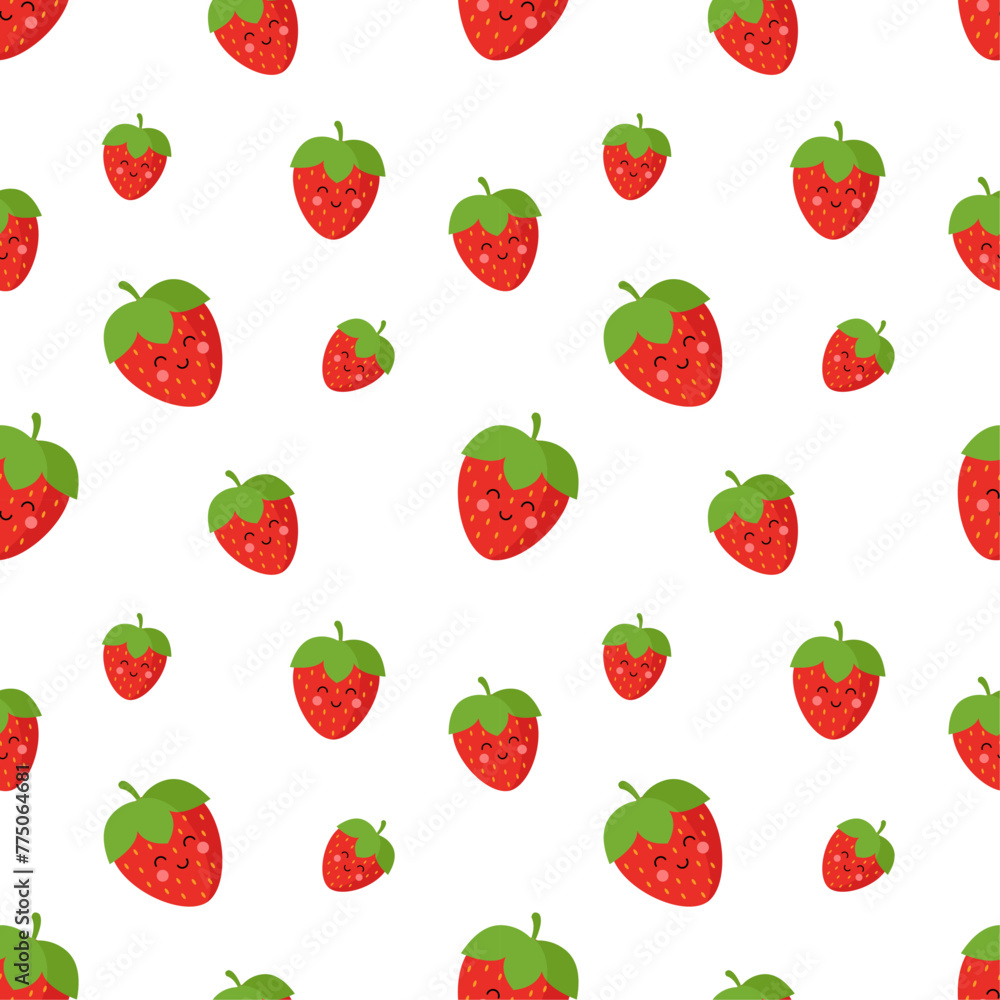Strawberry seamless vector pattern. The repeating background with summer fruit. Use for fabric, gift wrand and packaging. Strawberry seamless vector pattern. The repeating background with summer fruit. Use for fabric, gift wrand and packaging.