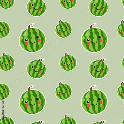 Vector watermelon seamless pattern. Summer fresh fruits texture on white background. Can be used as wallpaper, background, card or banner, website or print. © TestersDesigns