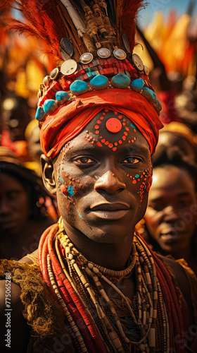 This visual narrative portrays a vibrant tribal festival in Africa. The photograph encapsulates the essence of the celebration--the colorful traditional attire, energetic dances, and communal spirit.  © Tatiana