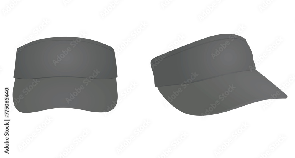 Grey visor cap. vector illustration - obrazy, fototapety, plakaty 