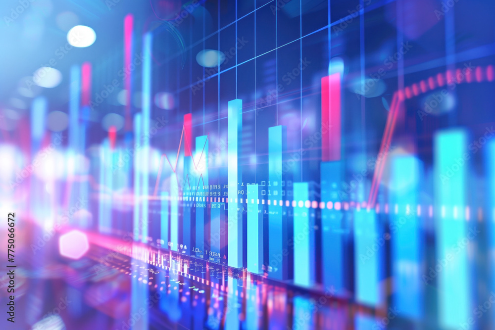 Abstract colorful background with graphs and lights. Slide background for a presentation on marketing results. Created with Generative AI technology. Abstract colorful background with graphs and lights. Slide background for a presentation on marketing results. Created with Generative AI technology.