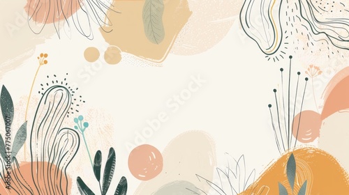 Vibrant Summer Botanical Abstract Illustration with Copy Space