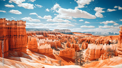 Discovering the Spectacular Beauty of Bryce Canyon's Towering Mountains top view on clouds backdrop