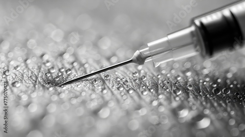 Macro photo of surgical stitches on a patient's skin, shallow depth of field, clinical aesthetic, monochrome