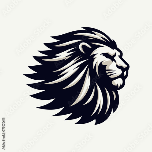 Majestic Black and White Lion Head Illustration