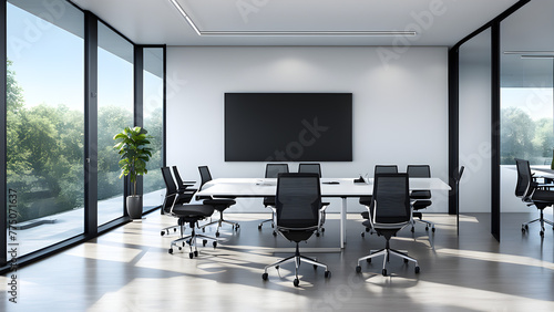 Modern office interior design and conference room layout