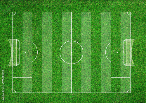 Green grass soccer field from above - texture background