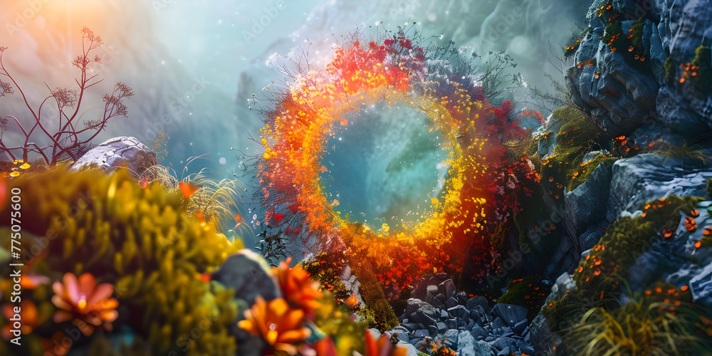 landscape garden flowers, wind spinners and ornaments. AI generated.
landscape garden flowers, wind spinners and ornaments. AI generated.