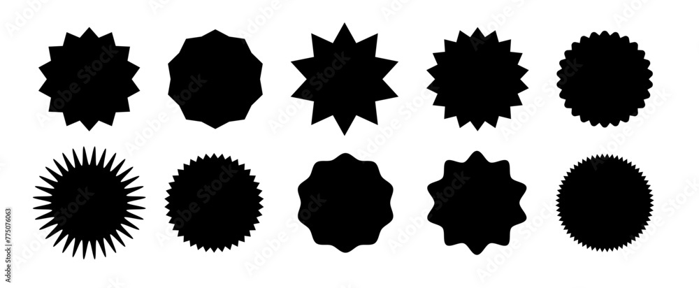 Starburst speech bubbles. Starburst, black price sticker sunburst icons. Black Sunburst. Flat vintage price tag stickers.Vector Starburst speech bubbles. Starburst, black price sticker sunburst icons. Black Sunburst. Flat vintage price tag stickers.Vector