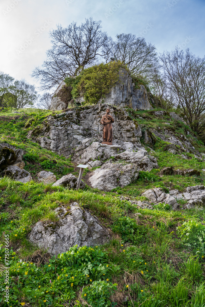 View of statue near Cicva castle, Slovakia. 
