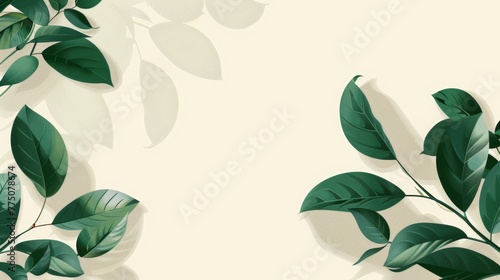 White frame on a background of tropical green leaves with place for text, invitation or banner