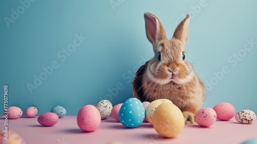 Easter Bunny with Egg Easter card background - spring design elements