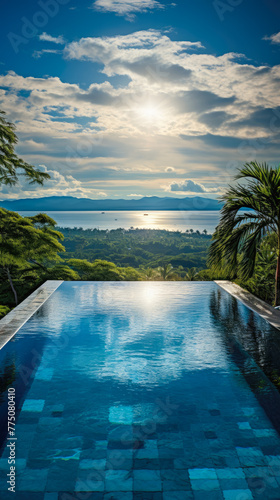 day lights Photograph an opulent villa escape: infinity pool vistas, panoramic landscapes, lavish interiors, elite amenities, secluded indulgence, sumptuous luxury, ultimate relaxation sanctuaries, © Tatiana