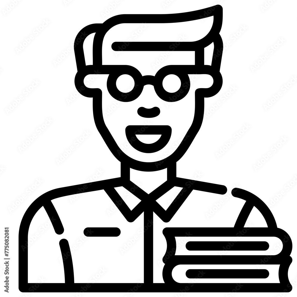 avatar student & books. vector single icon with a dashed line style. suitable for any purpose. for example: website design, mobile app design, logo, etc. avatar student & books. vector single icon with a dashed line style. suitable for any purpose. for example: website design, mobile app design, logo, etc.