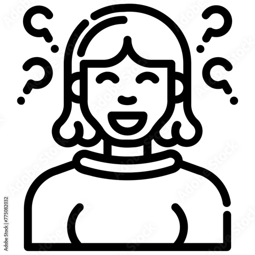 avatar question mark. vector single icon with a dashed line style. suitable for any purpose. for example: website design, mobile app design, logo, etc.