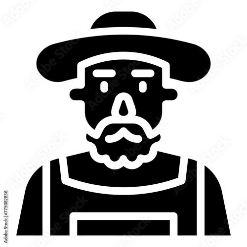 avatar farmer old man. vector single icon with a solid style. suitable for any purpose. for example: website design, mobile app design, logo, etc.