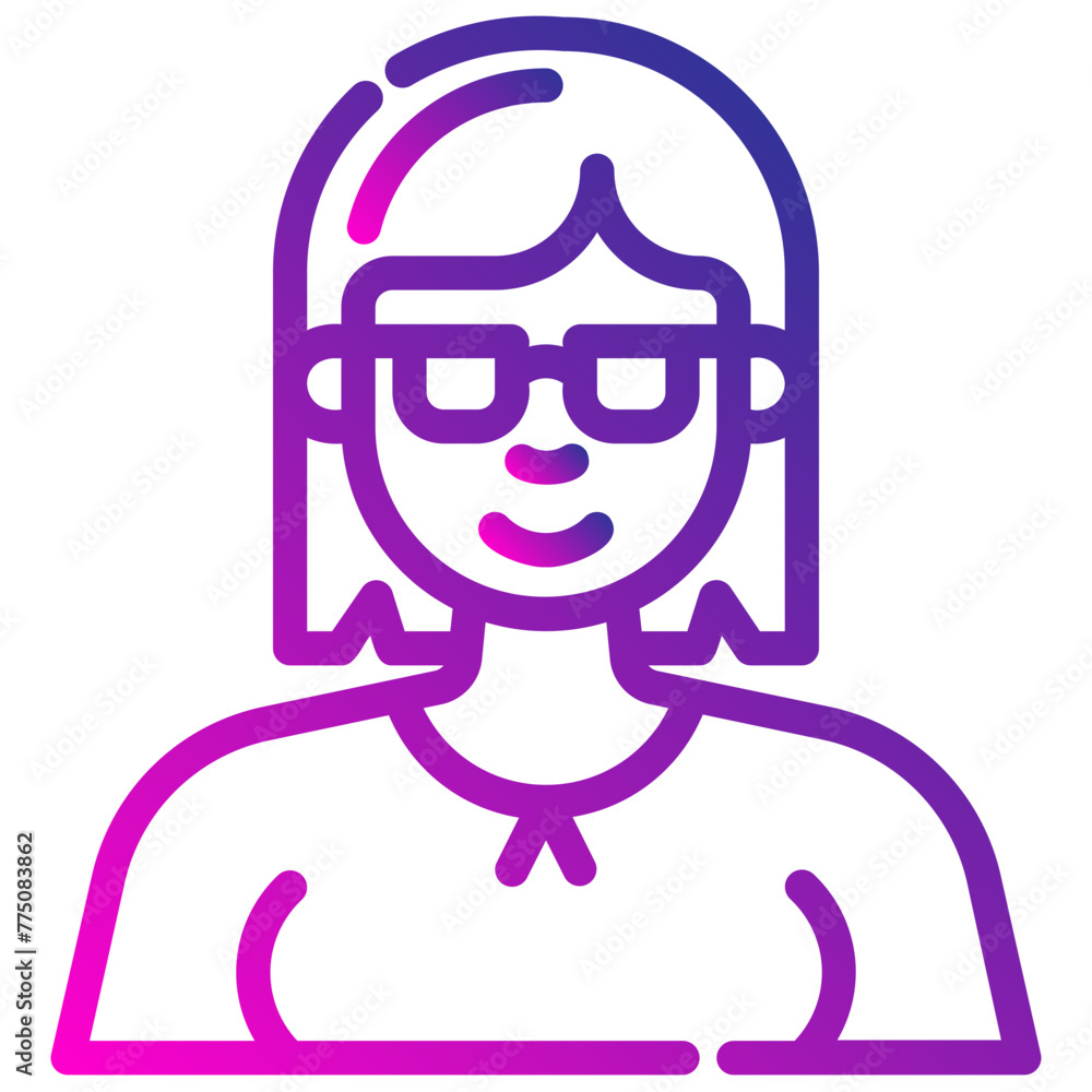 avatar mother. vector single icon with a dashed line gradient style. suitable for any purpose. for example: website design, mobile app design, logo, etc.