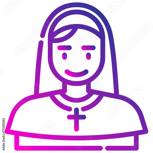 avatar nuns. vector single icon with a dashed line gradient style. suitable for any purpose. for example: website design, mobile app design, logo, etc.