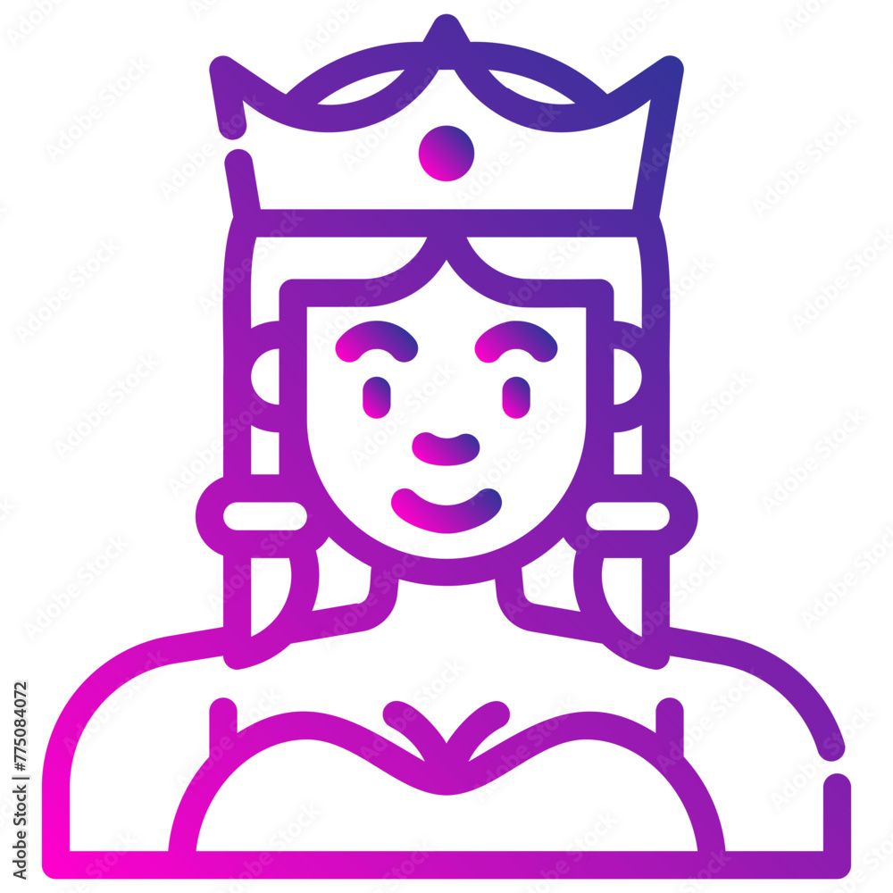 avatar woman with a crown. vector single icon with a dashed line gradient style. suitable for any purpose. for example: website design, mobile app design, logo, etc. avatar woman with a crown. vector single icon with a dashed line gradient style. suitable for any purpose. for example: website design, mobile app design, logo, etc.