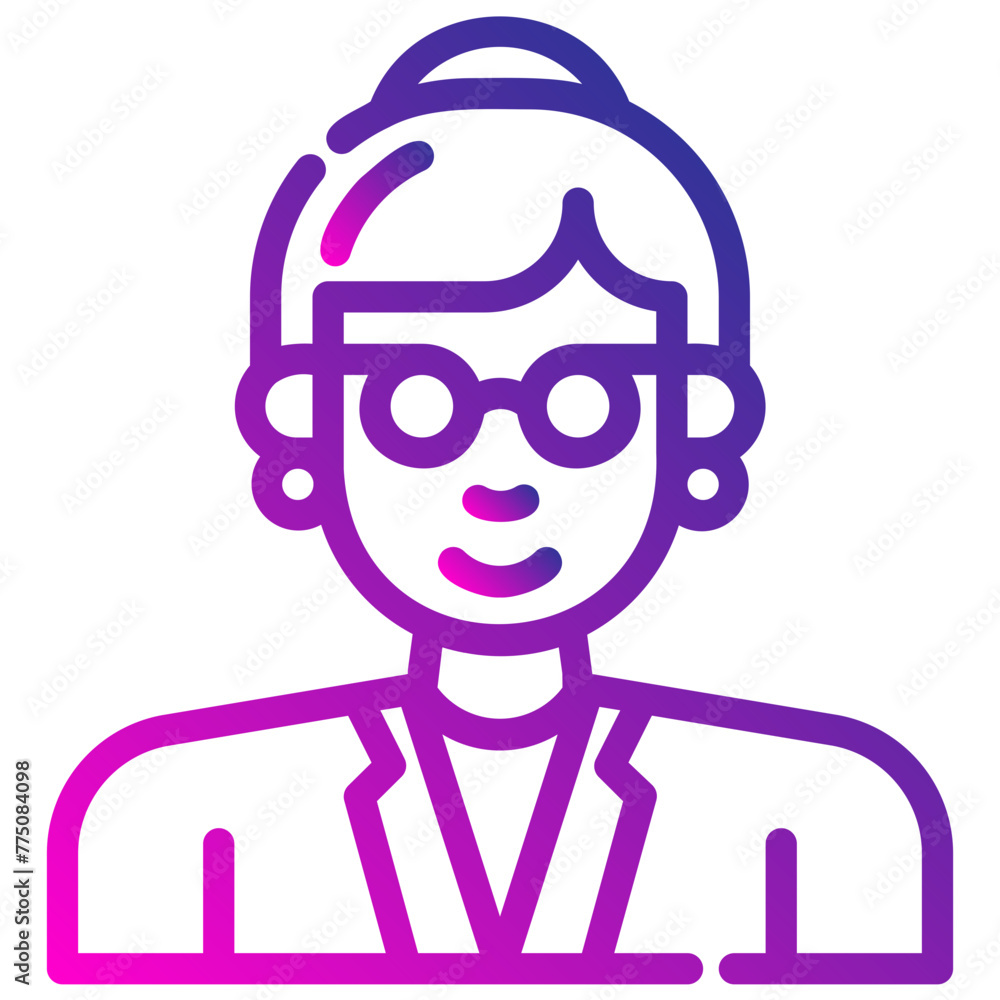 avatar female with glasses. vector single icon with a dashed line gradient style. suitable for any purpose. for example: website design, mobile app design, logo, etc. avatar female with glasses. vector single icon with a dashed line gradient style. suitable for any purpose. for example: website design, mobile app design, logo, etc.