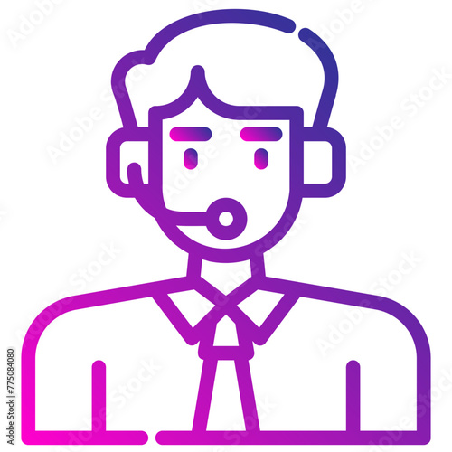 avatar with headphones. vector single icon with a dashed line gradient style. suitable for any purpose. for example: website design, mobile app design, logo, etc.