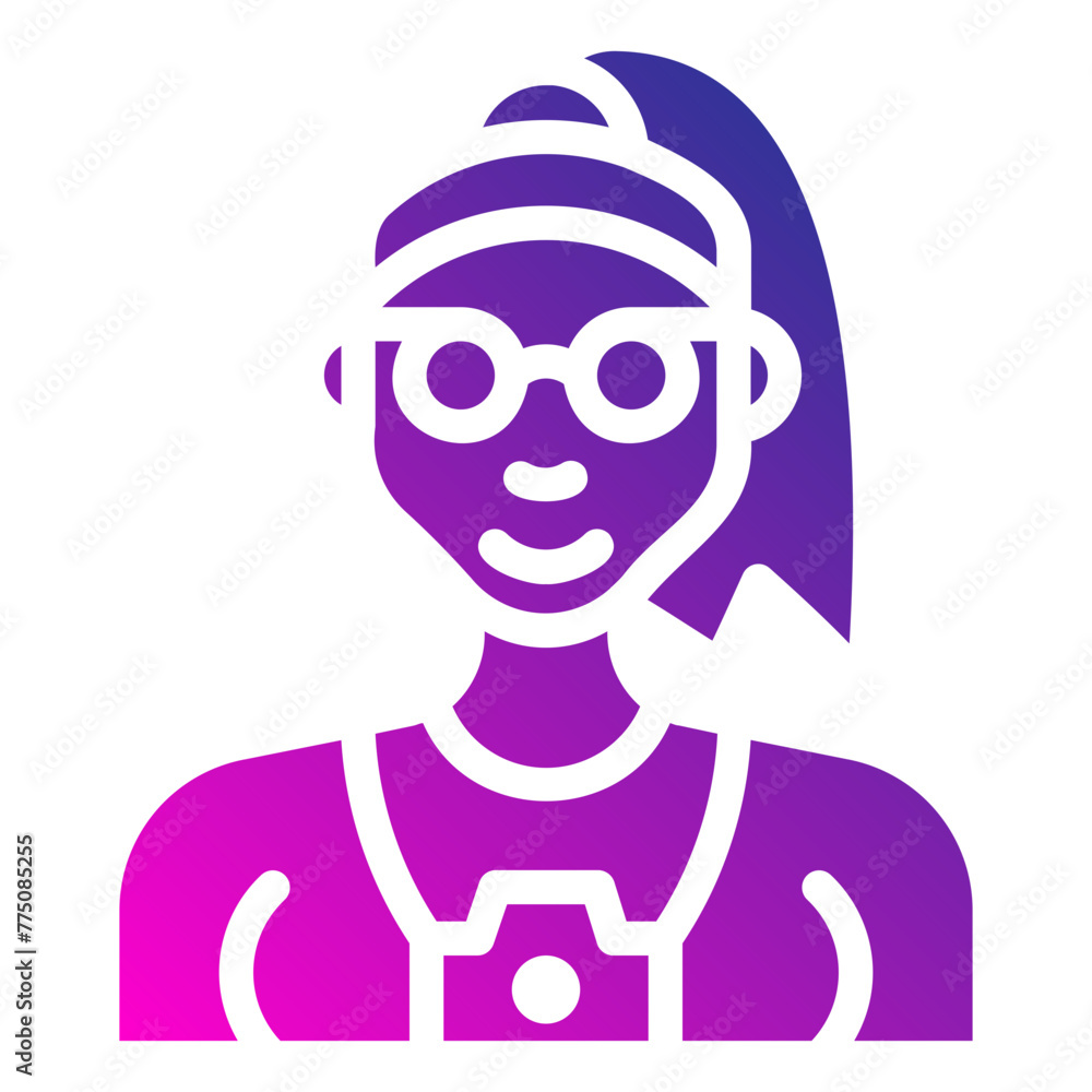 avatar with a camera. vector single icon with a solid gradient style. suitable for any purpose. for example: website design, mobile app design, logo, etc. avatar with a camera. vector single icon with a solid gradient style. suitable for any purpose. for example: website design, mobile app design, logo, etc.