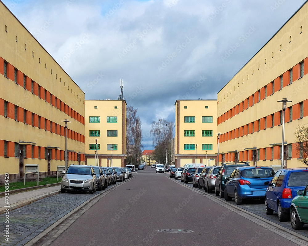 Hermann Beims estate, a social housing project from the 1920s, listed as historic monument in Magdeburg, Germany