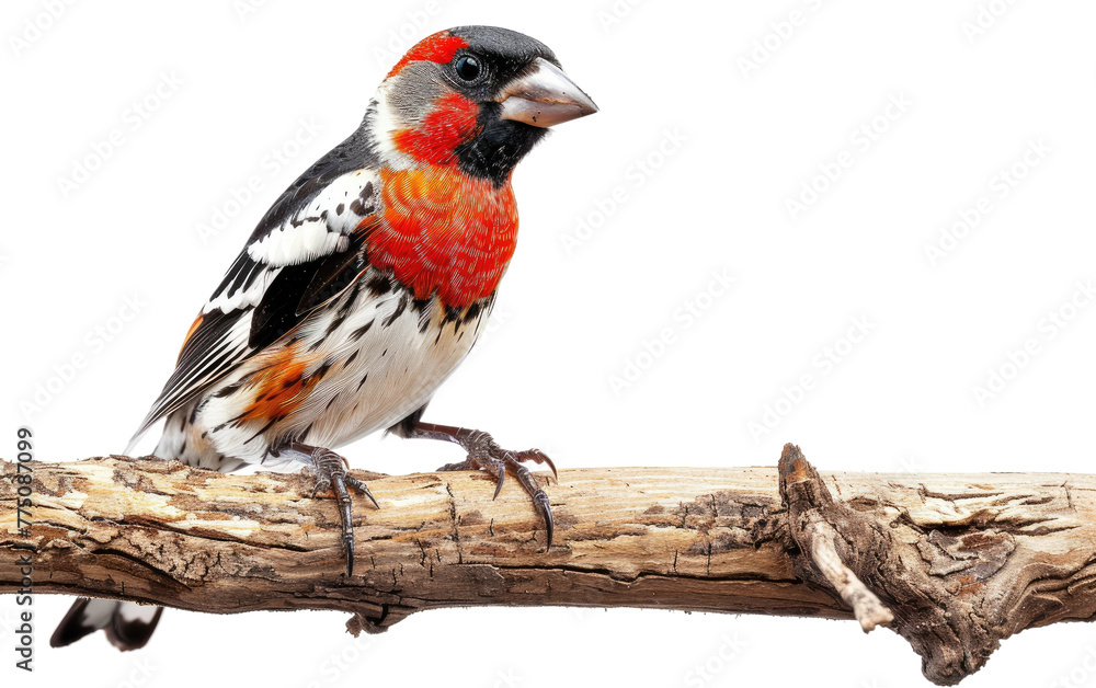 Fototapeta premium Avian Beauty on Timber: Grosbeak Edition isolated on transparent Background
