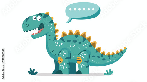 Cartoon dinosaur with speech bubble flat vector isolated