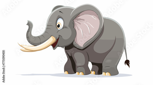 Cartoon happy elephant flat vector isolated on white