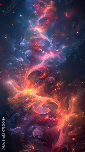 Abstract background with glowing particles  Neon abstract digital painting  vibrant energy flow with ethereal abstract elements