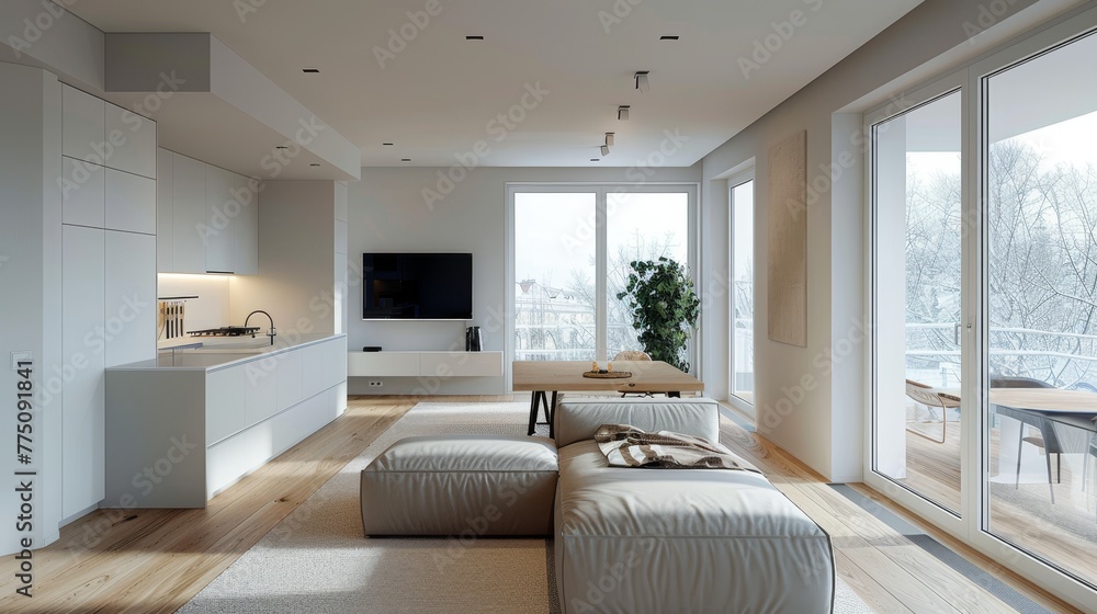 Fototapeta premium Craft a visually pleasing image of a minimalistic apartment