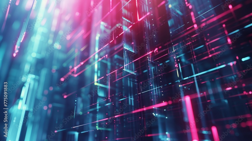 Vibrant digital abstract with glowing neon lines and tech-inspired design Vibrant digital abstract with glowing neon lines and tech-inspired design